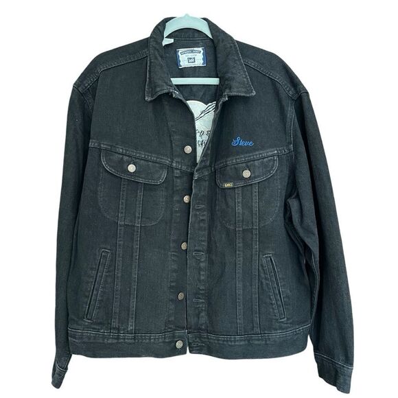 Authentic Riverdance Denim Jacket. Original Crew Jacket. Lee Black Denim Sz L. - Picture 2 of 5